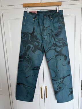 Acne Studios 1996 Swirl Ocean Blue Marbled Jeans - 30/32